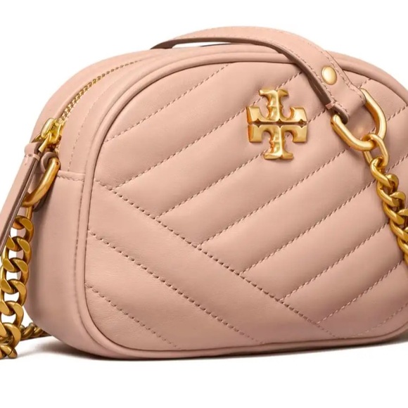 TORY BURCH KIRA Chevron SM Camera Bag Pink Moon Dust Bag & Shopping Bag Inc. NWT - Picture 14 of 14